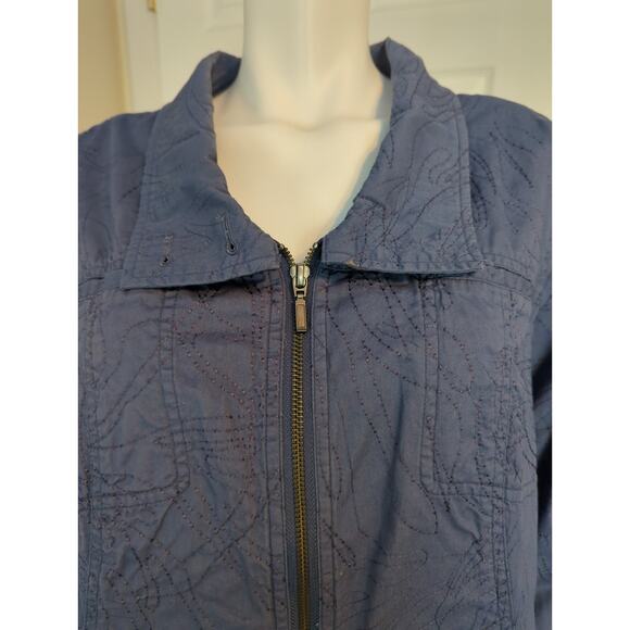 Coldwater Creek Shaped Denim Blue Full Zip Jacket stitched detail women size W18 - Picture 4 of 10